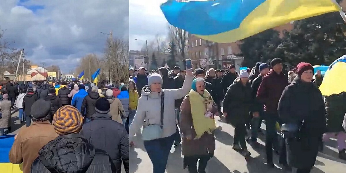 Проукраїнські мітинги у Новій Каховці. Березень 2022 року